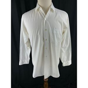 Arrow 60s Vtg Decton‎ Glen Perma Iron Broadcloth Sanforized Button Shirt Ivory